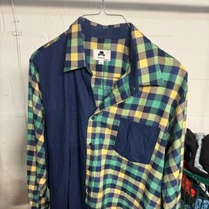 Winston gold/navy plaid long sleeve dress shirt....size XXL